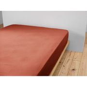 Drap housse en gaze de coton unie terracotta 140x190cm - Gaia
