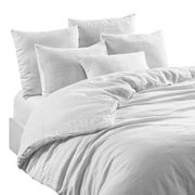 Drap housse en lin et coton blanc 160x200cm - Limy