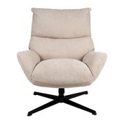 Fauteuil pivotant en tissu et métal écru h47cm - Lery