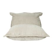 Fauteuil pouf en velours côtelé beige - Sola