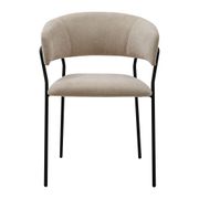 Fauteuil repas en tissu et fer beige - Wilona