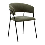 Fauteuil repas en tissu et fer kaki - Wilona