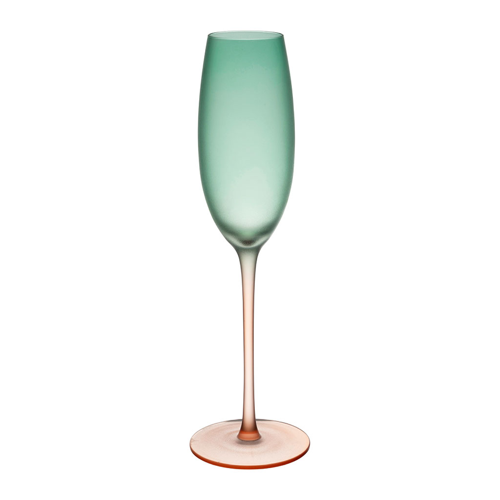 Flute en cristallin vert et corail givré 22cl - Adria