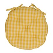 Galette de chaise ronde à carreaux en coton jaune d40cm - Campagne