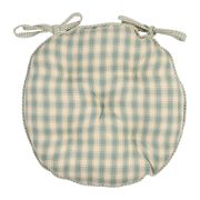 Galette de chaise ronde en coton vichy sauge d40cm - Campagne