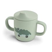 Gobelet à bec en silicone vert avec 2 poignées 120ml - Playground