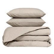 Housse de couette 260x240cm et 2 taies d'oreiller 63x63cm en percale de coton beige - Venezia
