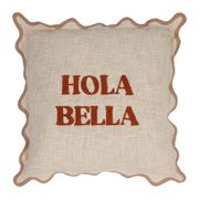 Housse de coussin brodée hola Bella en coton terracotta 45x45cm - Lumi