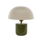 Lampe champignon en fer vert et écru h24cm E14 - Champart