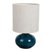 Lampe en lin et céramique bleu canard h25cm E14 - Klosen