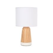 Lampe tactile en coton et métal effet bois h33cm E14 - Baltik