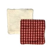 Lingettes démaquillantes écologiques x6 en coton vichy bordeaux 10x10cm - Biarritz