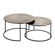 Lot de 2 table gigogne en aluminium et fer argenté - Felia