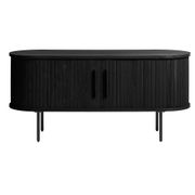 Meuble TV en placage chêne noir L123cm - Nola