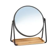 Miroir rond à poser en bambou et métal d18cm