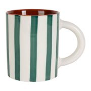 Mug en grès rayé émeraude et blanc 40cl - Alaria