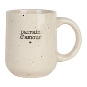 Mug parrain en grès blanc moucheté 35cl