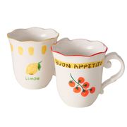 Mugs x2 en céramique rouge et jaune 35cl - Appetito