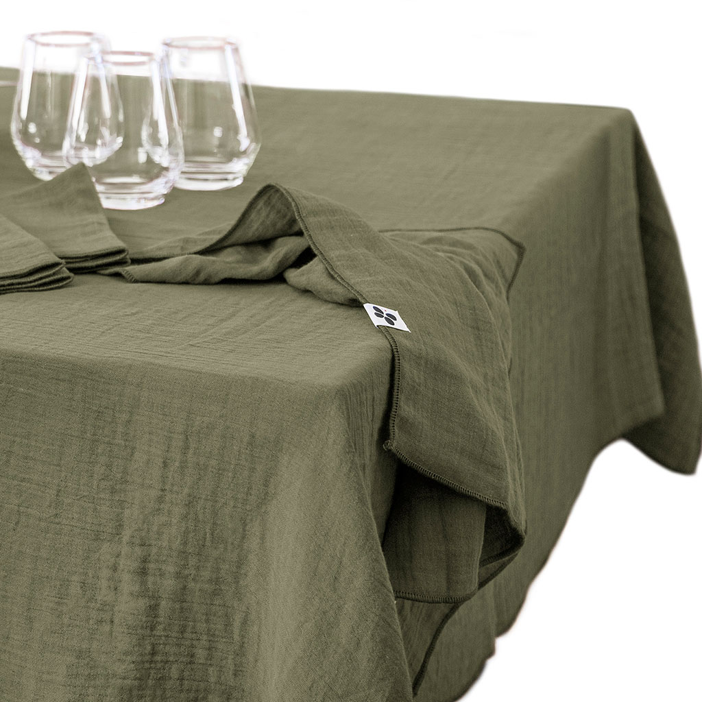 Lot de 50 serviettes de table réutilisables en gaze de coton Vert