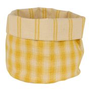 Panière à pain à carreaux en coton jaune 15x18cm - Campagne