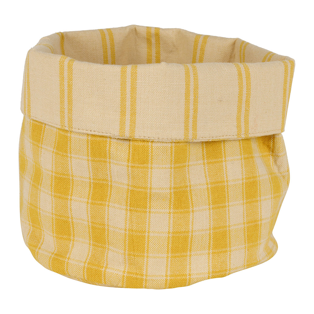 Panière à pain à carreaux en coton jaune 15x18cm - Campagne