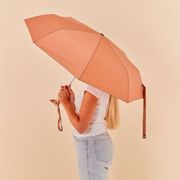 Parapluie compact manche tête de canard mocha