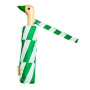 Parapluie compact manche tête de canard vert et blanc kelly bars