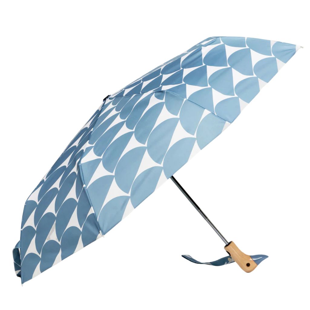 Parapluie compact manche tête de canard denim moon