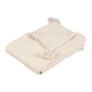 Plaid en coton nid d'abeille ecru 170x130cm - Beezz