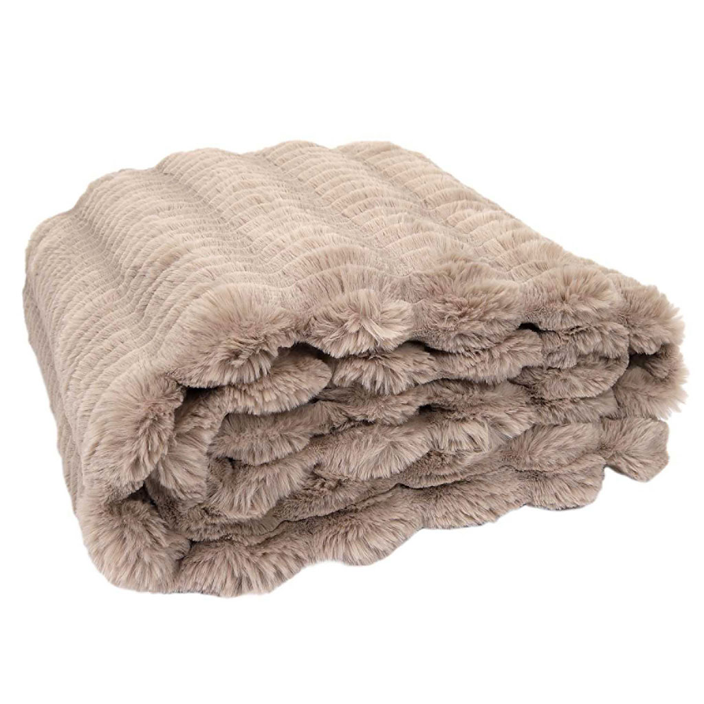 Plaid imitation fourrure taupe 120x150cm - Opulence