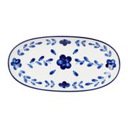 Plat ovale en grès indigo et blanc 31x16cm - Bellagio