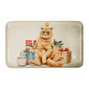 Plateau chat de Noël en fer 26x16cm