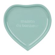 Plateau cœur en fer turquoise 29x29cm