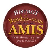 Plateau rond rouge et jaune d33cm - Bistrot Des Amis