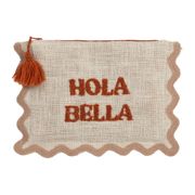 Pochette brodée hola Bella en coton terracotta - Lumi