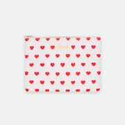 Pochette cœur en tissu rayé blanc et rouge
