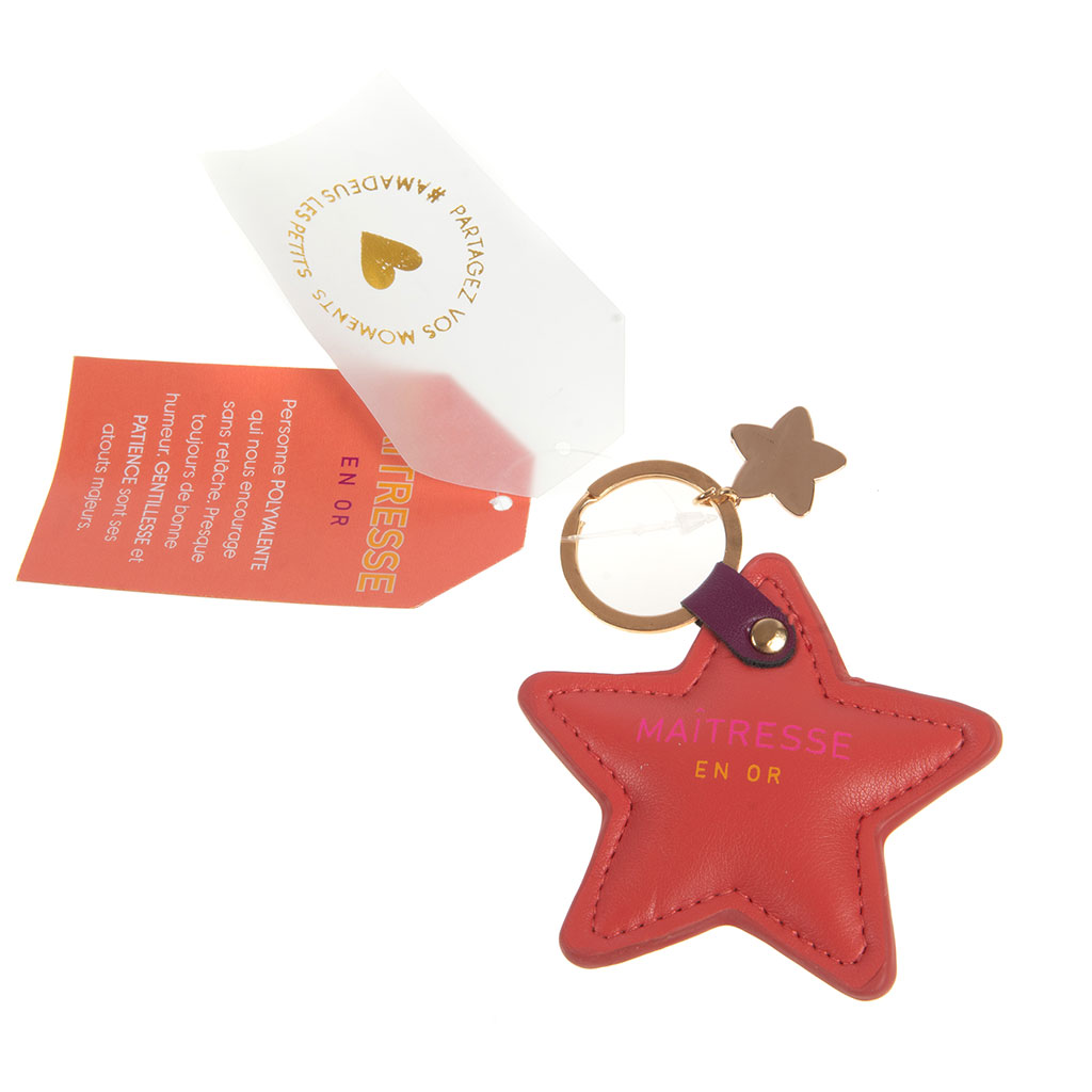 Porte clés étoile Maitresse orange - Sunny