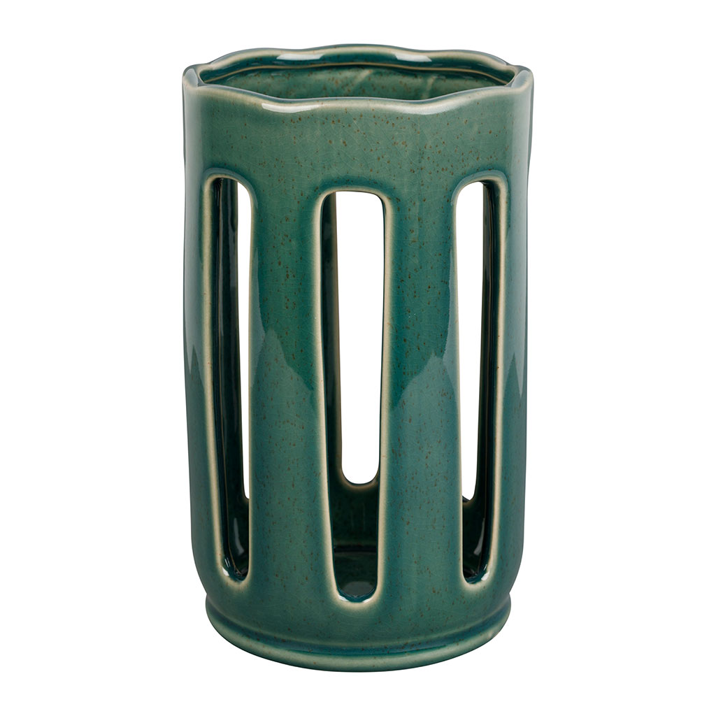 Porte ustensiles en grès émeraude h20cm - Organic