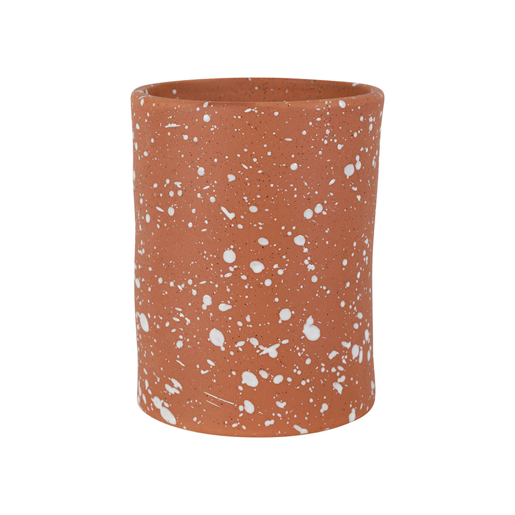 Porte-ustensiles en grès moucheté terracotta et écru h12cm - Epura
