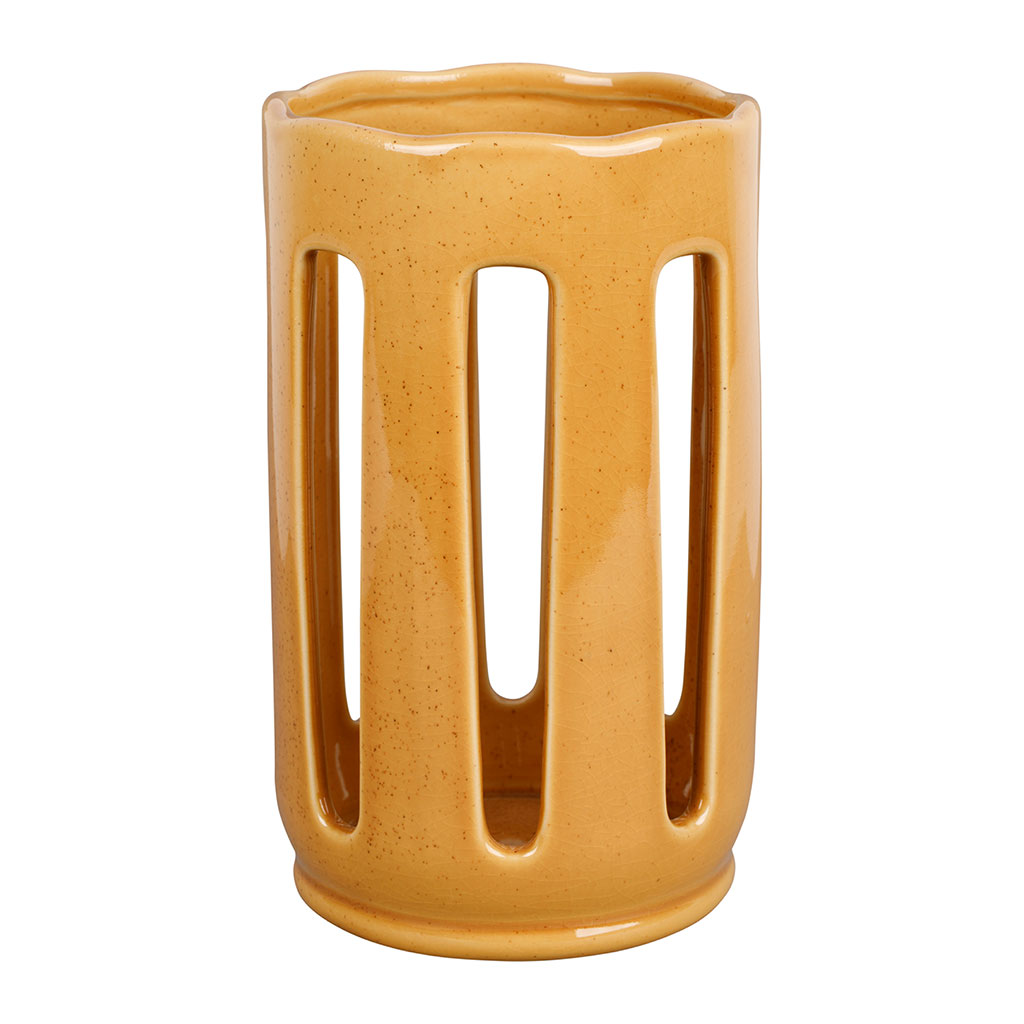 Porte ustensiles en grès moutarde h20cm - Organic