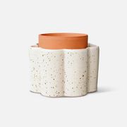 Pot auto-arrosant en céramique blanc grainé et argile d14cm - Paulita