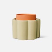 Pot auto-arrosant en céramique vert sauge et argile d14cm - Paulita