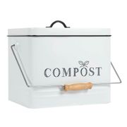 Poubelle à compost en métal blanc 10L