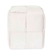 Pouf en tissu côtelé tressé beige - Scarlett