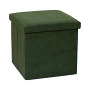Pouf coffre pliable en tissu côtelé vert sapin - Pauline