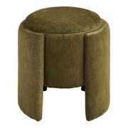 Pouf en tissu chenille vert - Waldo