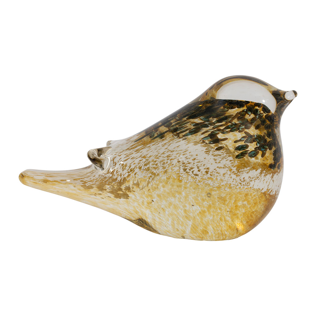 Presse papier oiseau en verre mordoré - Serin