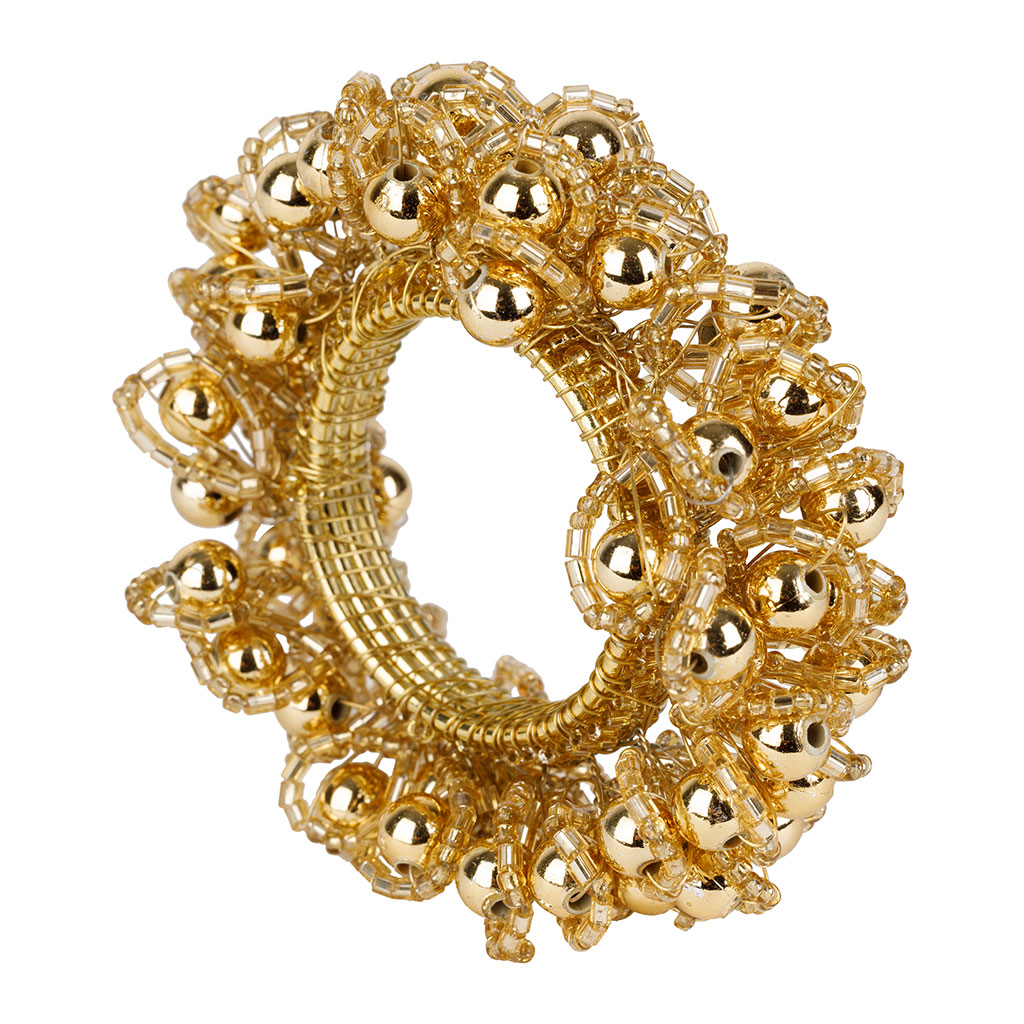 Rond de serviette couronne de Noël en fer doré - Perlia
