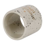 Rond de serviette "Papi d'amour" en grès blanc moucheté d4cm