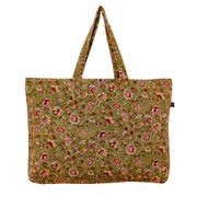 Sac cabas fleuri en lin kaki - Samara